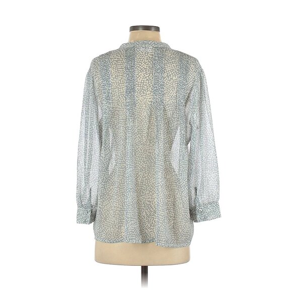 Kenar Women’s Sheer Peasant Baby Doll Flowy Button Down 3/4 Sleeve Blouse Small - Picture 2 of 2